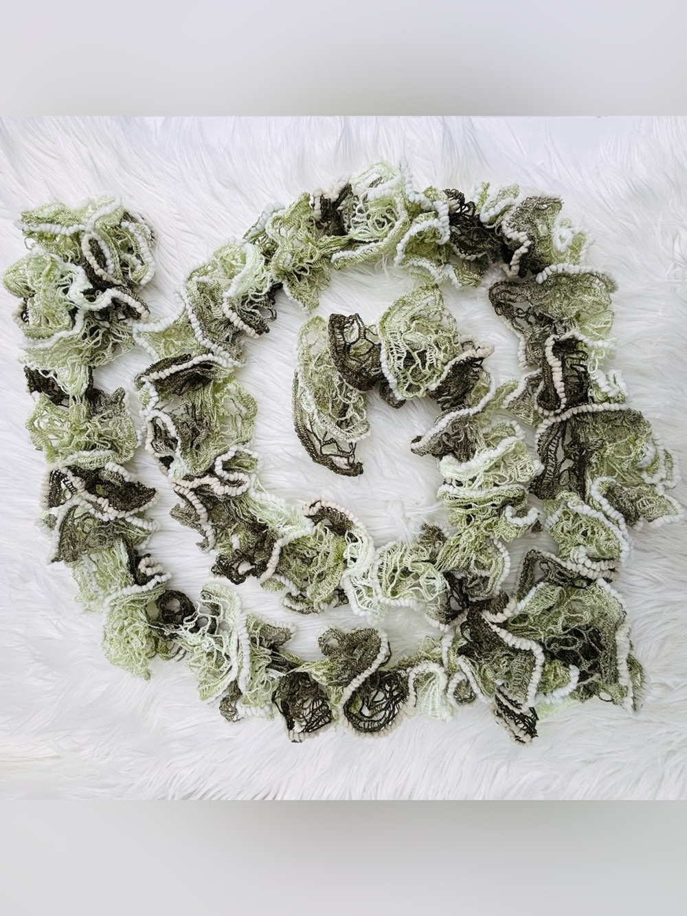 Multi Green Ruffle Scarf